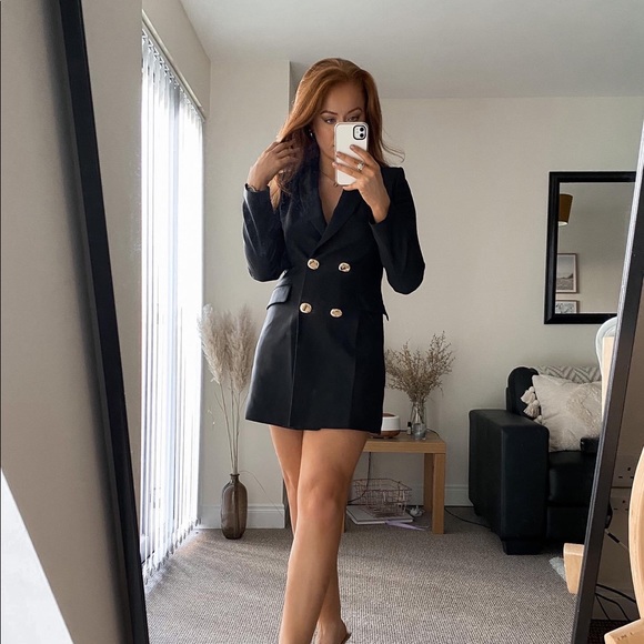 ZARA | NWT DOUBLE BREASTED LONG BLAZER BLACK L - Picture 10 of 15